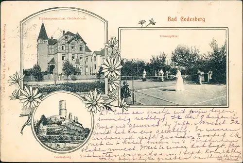 Ansichtskarte Bad Godesberg-Bonn MB: Tennisplatz, Töchterpensionat 1904