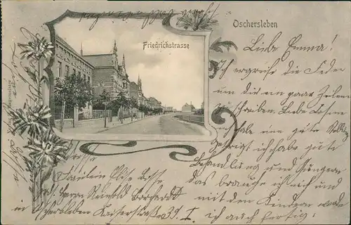 Ansichtskarte Oschersleben Friedrichstrasse 1904 Passepartout