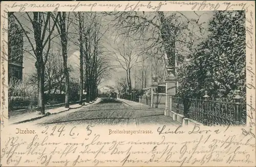 Ansichtskarte Itzehoe Breitenburgerstrasse im Winter 1905