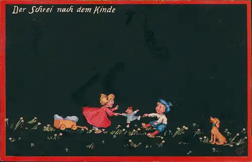 „Jugendstreiche" Der Schrei nach dem Kinde Kinder Künstlerkarte 1912