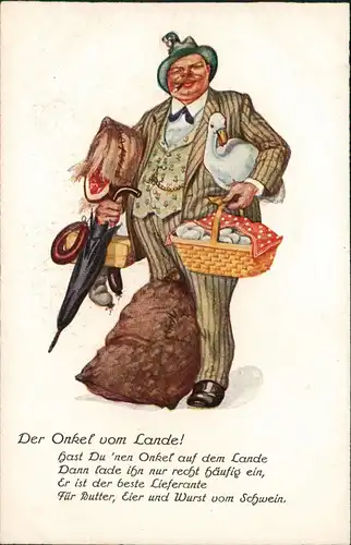 Ansichtskarte  Scherzkarte Der Onkel vom Lande! 1922