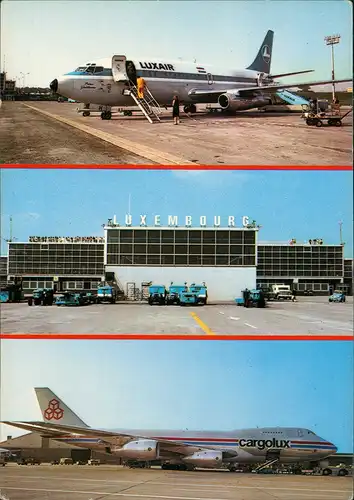 Postcard Luxemburg Flughafen AEROPORT Flugzeug der LUXAIR 1970
