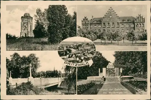 Ansichtskarte Pritzwalk Bismarckturm, Schule, Ehrenmal - 5 Bild 1931