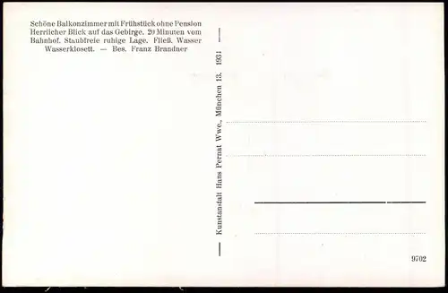 Untersalzberg-Berchtesgaden Landhaus    Locksteinstr. 20 1929 Pernat-Karte:9702