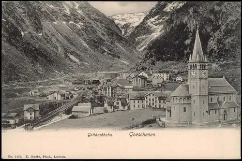 Ansichtskarte Göschenen Gotthardbahn, Stadtpartie 1912