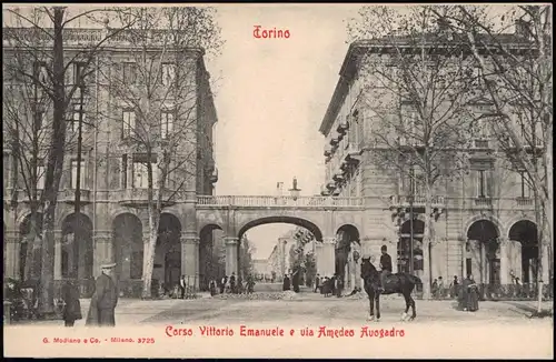 Cartoline Turin Torino Corso Vittorio Emanuele e via Amedeo Avogadro 1912