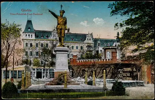 Ansichtskarte Görlitz Zgorzelec Prinz Friedrich Karl Denkmal 1917  gel. Feldpost