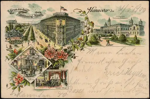 Ansichtskarte Litho AK Hannover Continental Hotel Gruss aus... MB 1900