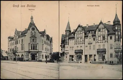 Ansichtskarte Bühlau-Dresden Bautznerstraße, Rathaus - 2 Bild 1917