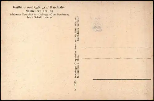 Ansichtskarte Neubeuern Gasthaus und Café "Zur Haschlalm" innen 1928