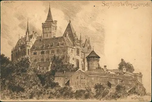 Ansichtskarte Wernigerode Schloss Feudalmuseum - Künstlerkarte 1912