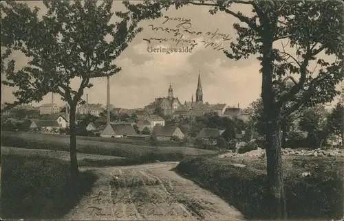 Ansichtskarte Geringswalde Weg zur Stadt, Fabriken 1927