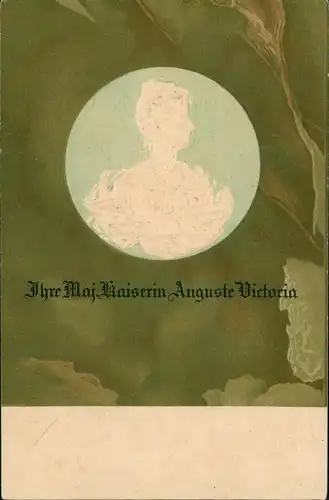Adel Kaiserin Auguste Victoria Medaillon Künstlerkarte 1912 Prägekarte