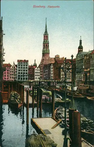 Ansichtskarte Hamburg Fleetpartie. 1913