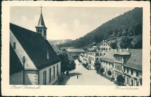 Bad Teinach-Zavelstein Hauptstrasse, Blick zu Hotel, Kirche 1930