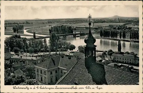 Leitmeritz Litoměřice Sudetengau Zusammenfluss von Elbe u. Eger. 1941