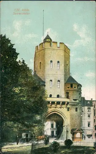 Köln Severinstor Severintor Strassen Ansicht mit Pferde-Kutsche 1910