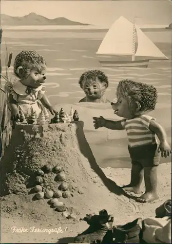 Mecki (Diehl-Film) Mecki Mama und Kinder an der See, Sandburg 1959