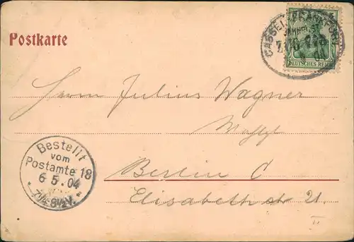 Ansichtskarte Bad Nauheim Parkstraße, Geschäfte 1904