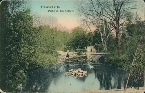 Ansichtskarte Frankfurt (Oder) Partie in den Anlagen - Brücke 1911