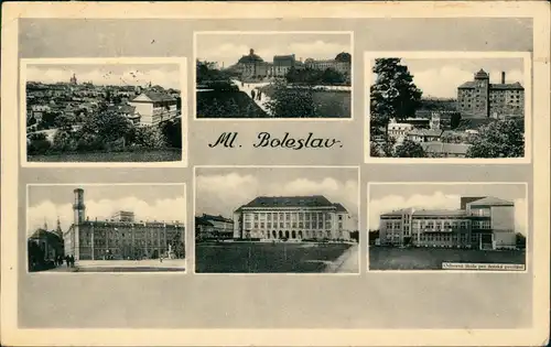 Jungbunzlau Mladá Boleslav Stadtteilansichten: Schule, Totale 1943