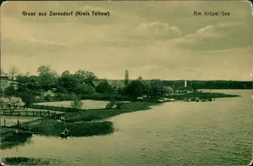 Zernsdorf-Königs Wusterhausen Krüpel-See, Häuser und Angler 1911