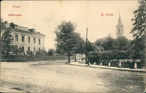 Postcard Pinne be. Samter Pniewy Pr. Posen Straße, Krankenhaus 1912