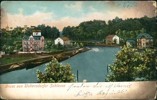 Woltersdorf Woltersdorfer Schleuse, Häuser - Künstlerkarte 1903