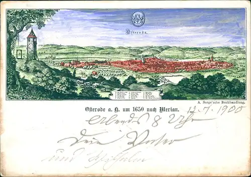 Ansichtskarte Osterode (Harz) nach Merian 1650/1902