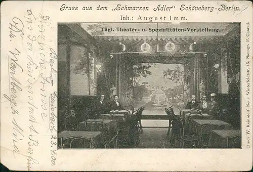 Ansichtskarte Berlin Gruss aus dem Schwarzen Adler, Schöneberg-Berlin 1900