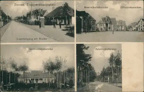 Ansichtskarte Zossen Truppenübungsplatz Mehrbild-AK 4 Ansichten 1918 Feldpost