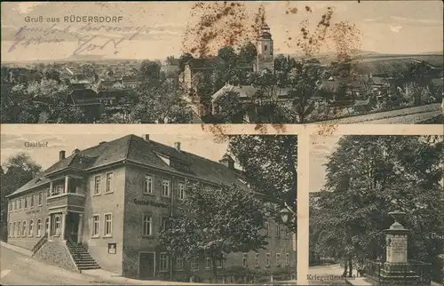 Rüdersdorf Kraftsdorf  Gasthof, Kriegerdenkmal 1926   gel Stempel KRAFTSDORF