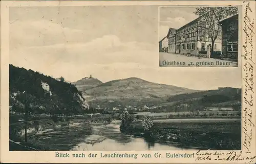 Großeutersdorf Panorama-Ansicht mit Gasthaus Zum grünen Baum 1914