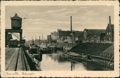 Ansichtskarte Neuss Neuss a. Rhein Hafenpartie 1939
