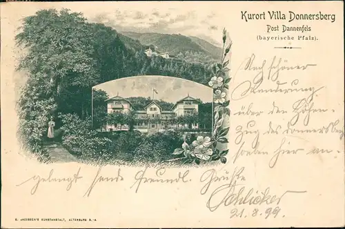 Ansichtskarte Dannenfels 2 Bild Villa Donnersberg 1899