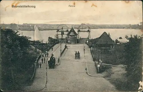 Ansichtskarte Brunsbüttel Brunsbüttelkoog Straße - Fähranleger 1909