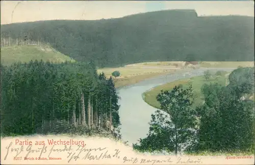 Ansichtskarte Wechselburg Umlandpartie - Handcolorierte AK 1907