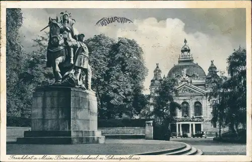 Ansichtskarte Frankfurt am Main Bismarckdenkmal am Schauspielhaus 1939