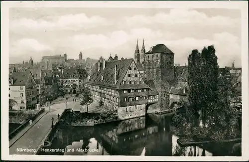 Ansichtskarte Nürnberg Henkersteg und Maxbrücke 1932