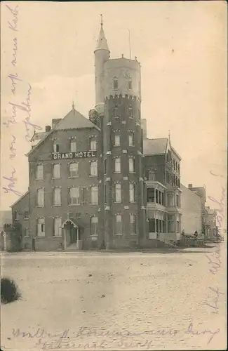 Postkaart Belgien Grand Hotel Belque 1914  gel. Feldpost