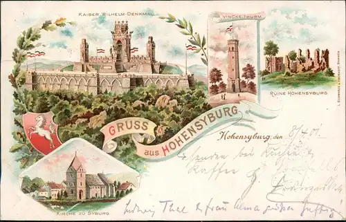 Ansichtskarte Litho AK Syburg-Dortmund Hohensyburgdenkmal Vincke-Turm 1901