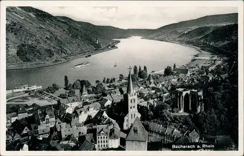 Ansichtskarte Bacharach Panorama-Ansicht, Rhein Blick, Schiffe 1936