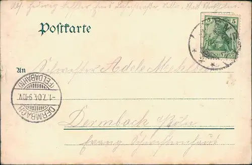 Ansichtskarte Bad Ems Kaiser Wilhelm Gedächtniskirche 1904    (Ankunftsstempel)