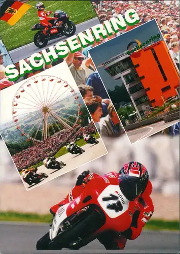 Hohenstein-Ernstthal Sachsenring Mehrbildkarte Rennsport Motorrad-Rennen 1990