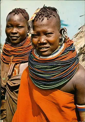 Postcard _Allgemein Menschen Typen Kenia; Tribes, Turkana Girls 1981