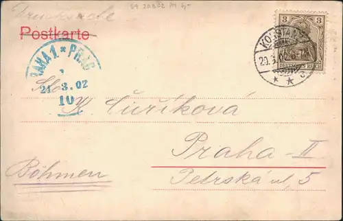 Ansichtskarte Konstanz Münster 1902   gelaufen nach PRAHA PRAG (Ankunftsstempel)