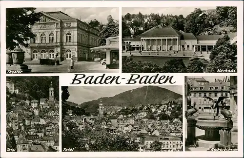 .Baden-Württemberg Mehrbild-AK u.a. Reiher-Brunnen Kurhaus Theater 1953