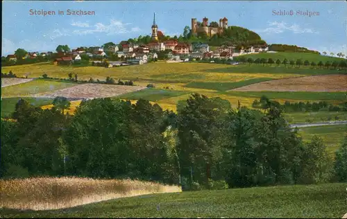 Ansichtskarte Stolpen Panorama-Ansicht mit Schloß Stolpen 1910