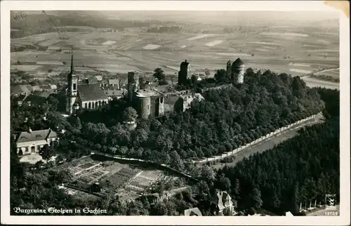 Ansichtskarte Stolpen Burg Stolpen Fliegeraufnahme 1940