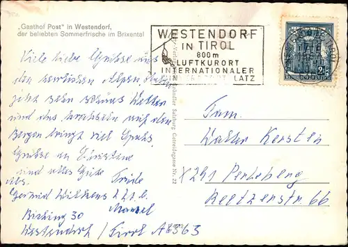 Ansichtskarte Westendorf Gasthof POST im Brixental 1967